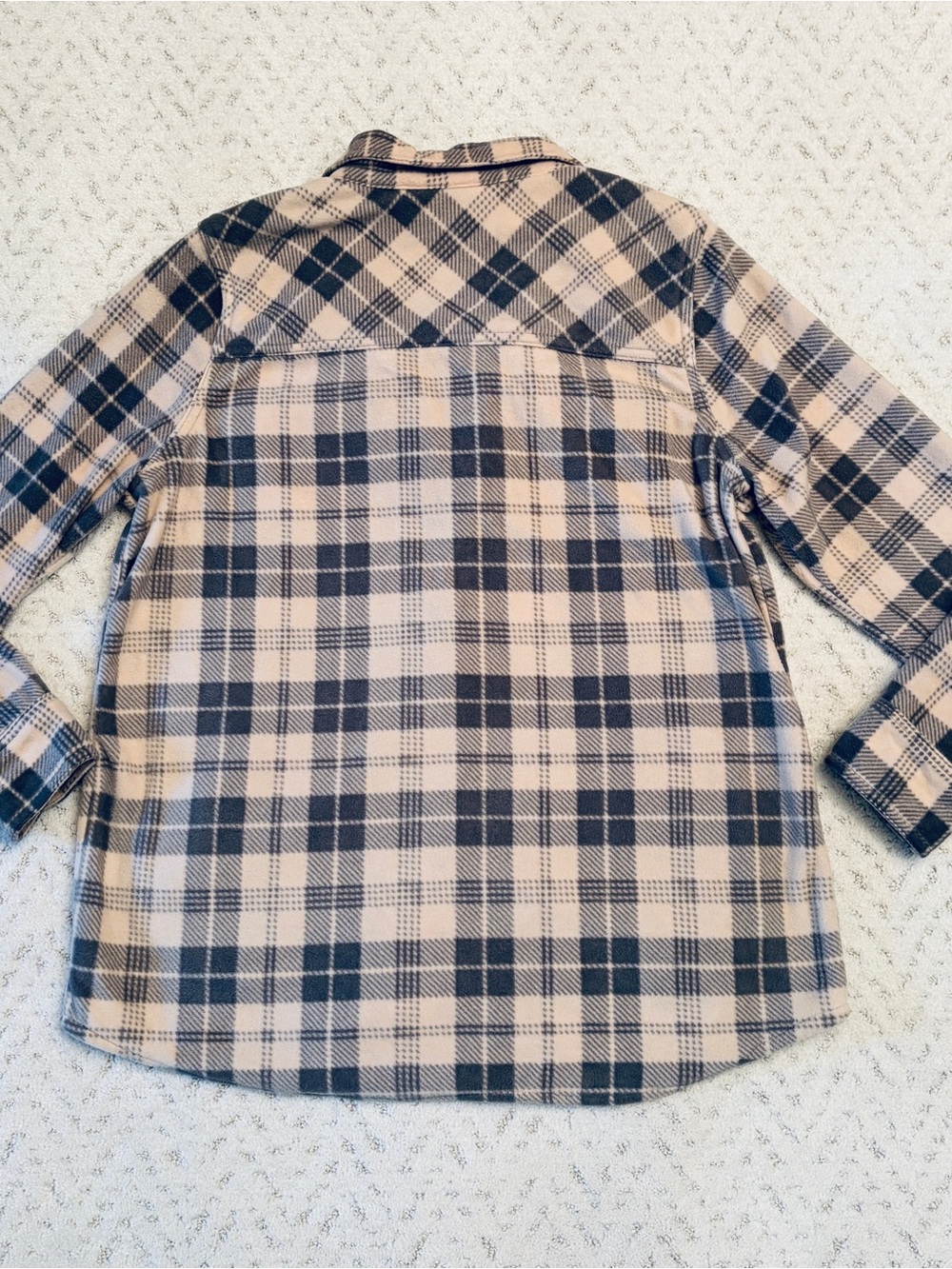 ONeill Soft Fleece Plaid Long Sleeve Snap Shirt Womens Large Pink Grey Pockets - Picture 3 of 13